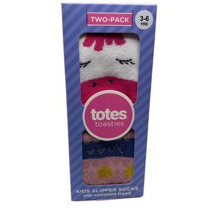 Totes Toasties Kids Slipper Socks Unicorn And Rainbows Size 3-6 years New